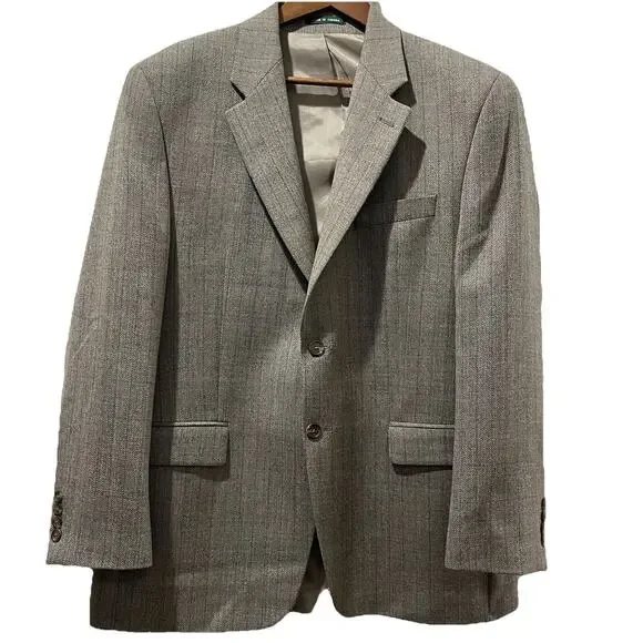 Lauren Ralph‎ Lauren Herringbone Blazer Jacket 42R Brown Sport Coat Suit Preppy